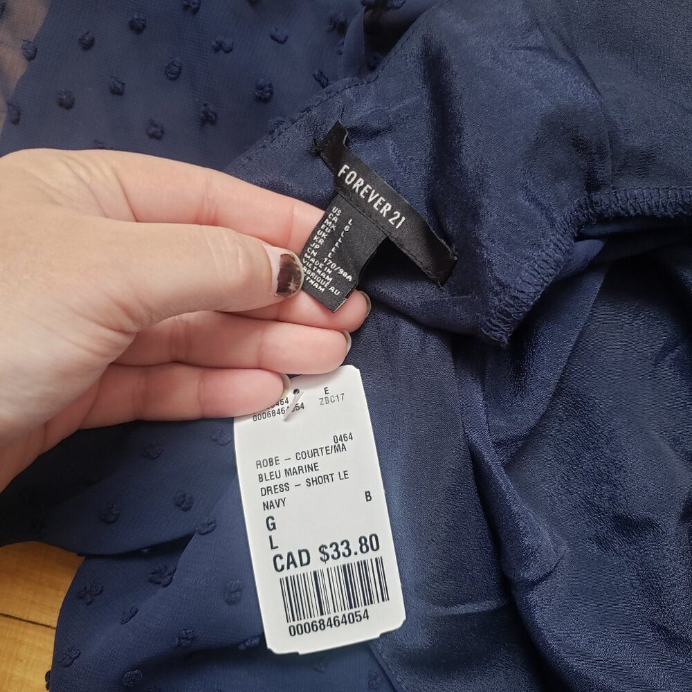 Forever21 Navy blue Dress 2010's New with Tags Size L - Picture 8 of 9